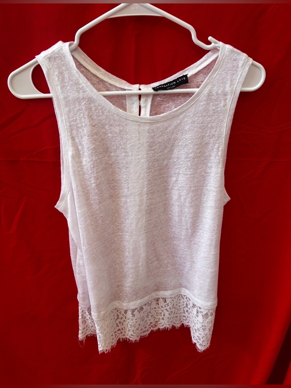 Generation Love White Lace-Hem Sleeveless Tank
